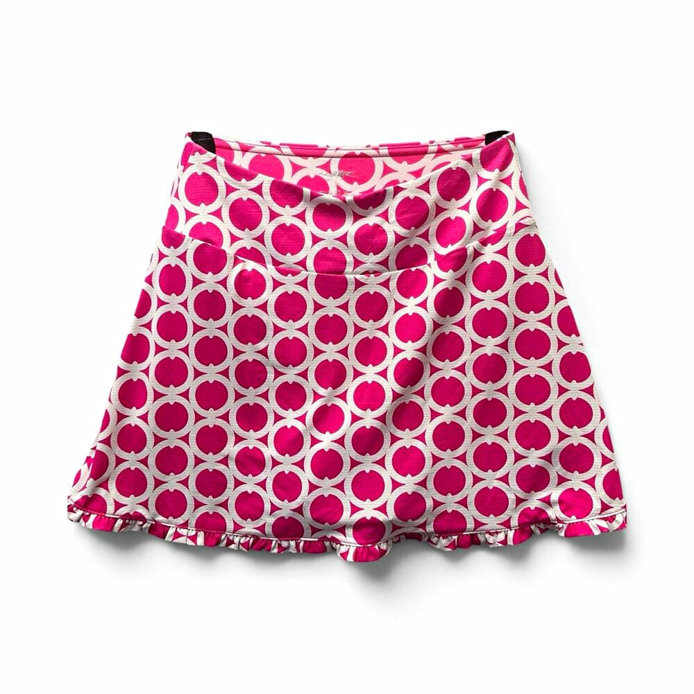 Soybu Womens XS Geometric Skort Pink White Pull-On Stretch Lined Golf Tennis